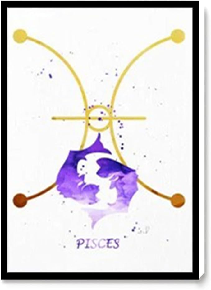 WALL ART DECOR,MODERN KITCHEN DECOR,BATHROOM DECOR,Pisces Astrology Pisces Art Pisces Gift Pisces Wall Art Zodiac Star Sign Pisces Art Horoscope Symbol,16''x24''Framed Modern Canvas Wall Art - Pisces Canvas for men