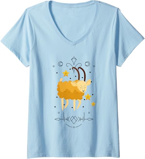 Aries Zodiac Sign Astrology Horoscope Cute Zodiac Sign V-Neck T-Shirt - Aries T-Shirt for men