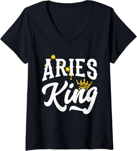 Aries King Aries Zodiac Sign Astrology Horoscope V-Neck T-Shirt - Aries T-Shirt for men