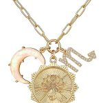 MISS RIGHT Gold Zodiac Sign Coin Necklace with Opal Crescent Moon Charm for Women Trendy, Dainty Gold Paperclip Chain 12 Constellation Horoscope Necklaces Astrology Jewelry Gifts - Scorpio Products for men