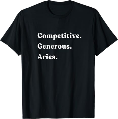 Aries Zodiac Sign T-Shirt, Unisex-Adult, Black, Short Sleeve, Regular Fit, Crew Neck, Modern, Letter Print, Spring - Aries T-Shirt for men