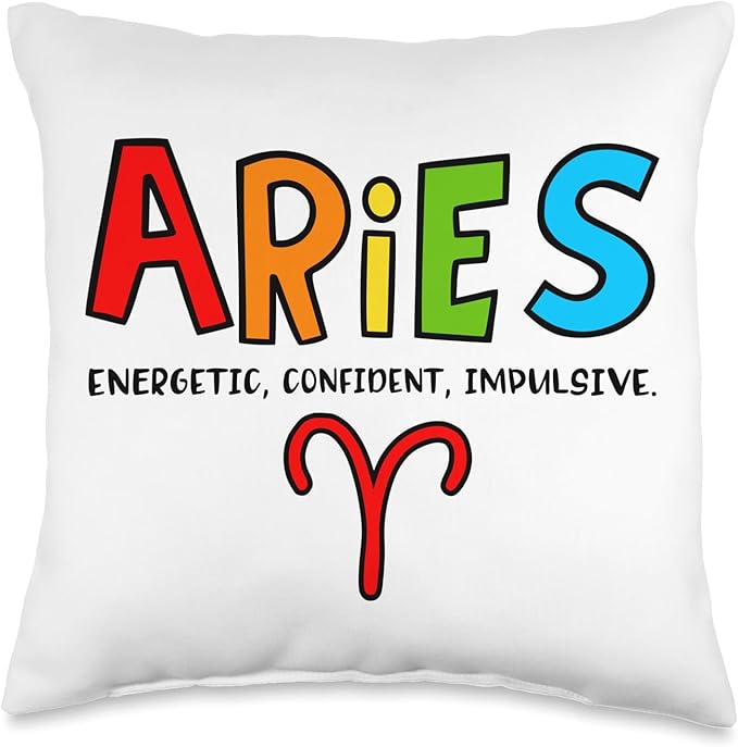 Lois' Zodiac Designs Zodiac Sign Aries Throw Pillow, 16x16, Multicolor - Aries Pillow for men