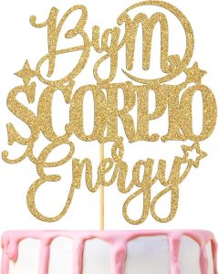 Big Scorpio Energy Cake Topper, Happy Birthday Scorpio in October/November, Scorpio Season, 12 Zodiac Constellation Theme Birthday Party Decoration Supplies, Gold Glitter - Scorpio Products for men