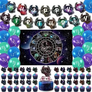 Zodiac Scorpio Party Decorations Zodiac Gifts Scorpio Backdrop Happy Birthday Banner Cake Topper Scorpio Birthday Party Decor - Scorpio Products for men