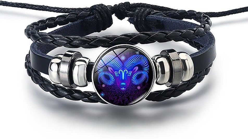 Spirit Bracelets Zodiac, Serene Manifestation Bracelet, Zodiac Bracelet, Zodiac Guardian Bracelet, 12 Zodiac Leather Adjustable Bracelet, Gift for Constellation Lover. - Aries Bracelet for men