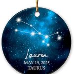 Customized Taurus Constellation Ornament, Personalized Taurus Sign Ceramic Keepsake, Zodiac Xmas Ornament, Taurus Ornament Keepsake for Christmas Tree 2025, Custom Name Zodiac Constellation Keepsake - Taurus for men