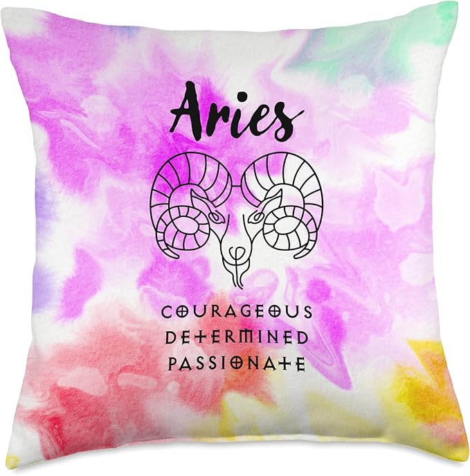 Astrology Zodiac Sign Aries, Girls, Women, Teens, Pink, Ram Throw Pillow, 18x18, Multicolor - Aries Pillow for men