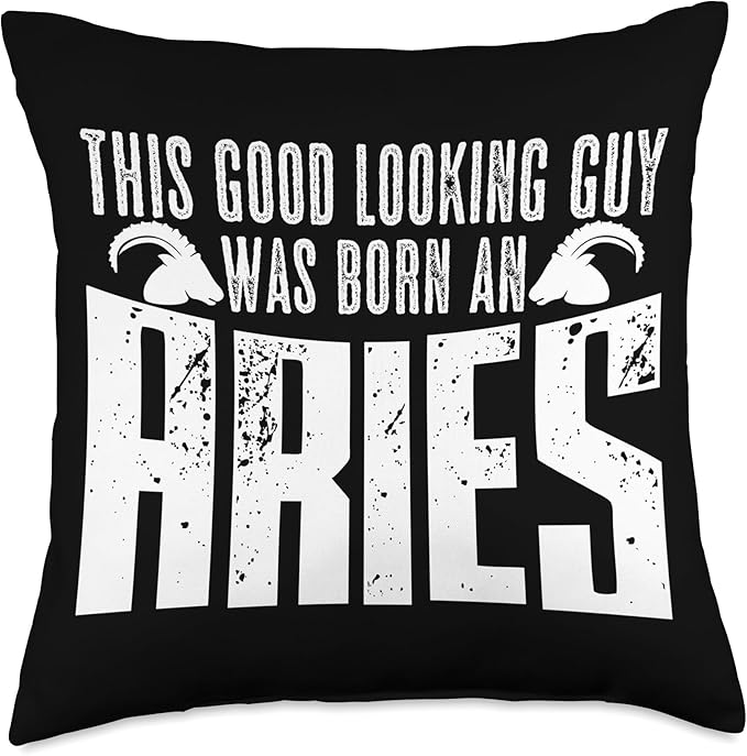 Aries Horoscope Astrology Zodiac Ram Sign Motif Horoscope Astrology Ram Sign Aries Moon Traits Stars Zodiac Throw Pillow, 18x18, Multicolor - Aries Pillow for men