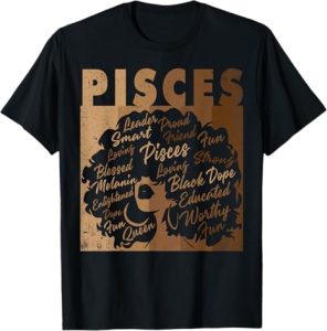 African American Woman Birthday Afro Black Queen - Pisces T-Shirt for men