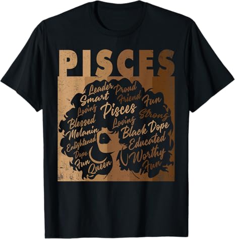 African American Woman Birthday Afro Black Queen - Pisces T-Shirt for men