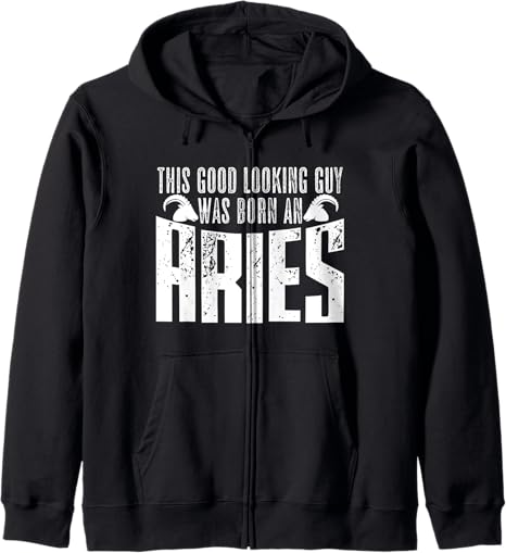 Horoscope Astrology Ram Sign Aries Moon Traits Stars Zodiac Zip Hoodie - Aries Hoodie for men