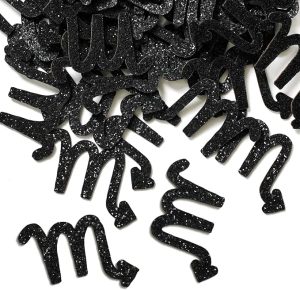 Scorpio Birthday Confetti, Big Scorpio Energy Paper Scatter, 12 Constellation October December Birthday Table Confetti, Horoscope Astrology Birthday Party Decorations Supplies, 200pcs, Black Glitter - Scorpio Products for men