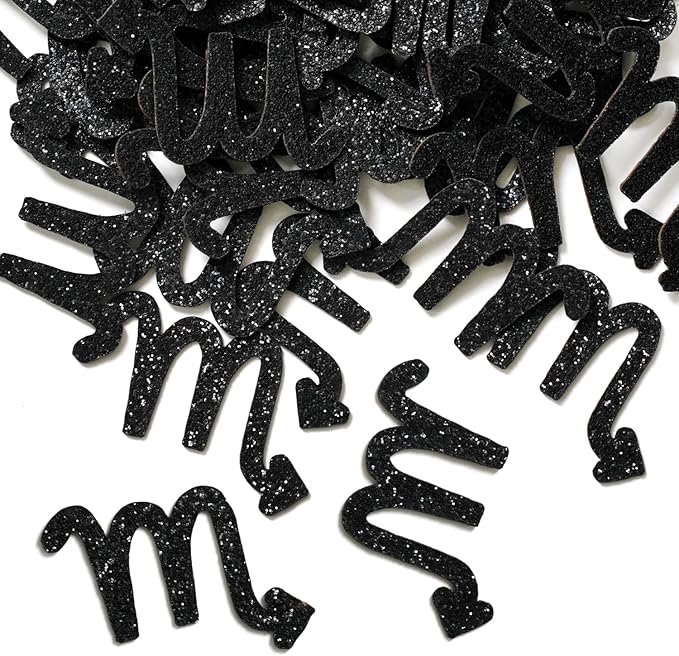 Scorpio Birthday Confetti, Big Scorpio Energy Paper Scatter, 12 Constellation October December Birthday Table Confetti, Horoscope Astrology Birthday Party Decorations Supplies, 200pcs, Black Glitter - Scorpio Products for men