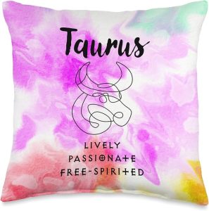 Astrology Zodiac Sign Taurus Horoscope, Teen Girls Women Throw Pillow, 16x16, Multicolor - Taurus Pillow for men