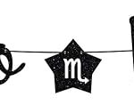 Scorpio Baddie Banner, Happy Birthday Decor, 12 Constellation Zodiac Themed Birthday Party Decorations for Boys and Girls - Black Glitter - Scorpio Accessories for men