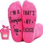 HAPPYPOP Zodiac Constellation Horoscope Gifts - Fuzzy Space Galaxy Birthday Astrology Socks - Scorpio Products for men