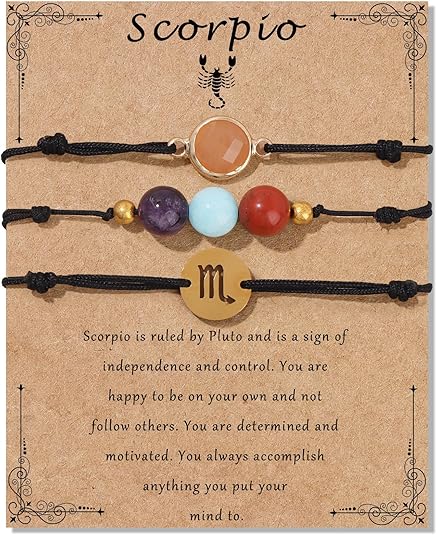 Zodiac Birthstone Bracelet for Women 8mm Natural Stone Bracelet Healing Crystals Jewelry Birthday Gift - Scorpio Products for men