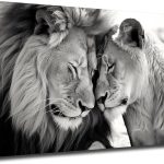GLOKAKA Lion and Lioness Canvas Wall Art Black and White Animal Couple Wall Decor Painting Male and Female Lion Picture Print Wall Art for Home Bedroom Office Decor - Leo Canvas for men
