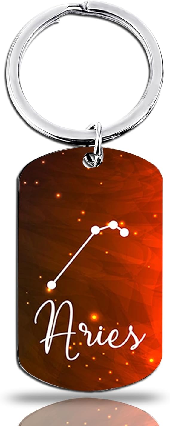 12 Constellation Keychain Gift Zodiac Astrology Gifts Birthday Gifts For Women Men Adults Boys Girls Horoscope Lovers - Aries Keychain for men