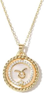 SELENICHAST 14K Gold Dainty Zodiac Necklace for Women,Gold Plated Rotatable 12 Constellation Astrology Necklaces Birthday Jewelry Gifts - Taurus Products for men