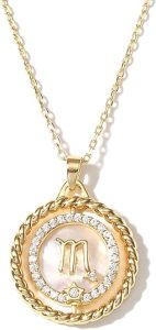 SELENICHAST 14K Gold Dainty Zodiac Necklace for Women,Gold Plated Rotatable 12 Constellation Astrology Necklaces Birthday Jewelry Gifts - Scorpio Products for men