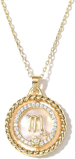 SELENICHAST 14K Gold Dainty Zodiac Necklace for Women,Gold Plated Rotatable 12 Constellation Astrology Necklaces Birthday Jewelry Gifts - Scorpio Products for men