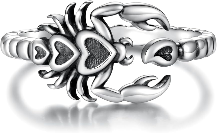 925 Sterling Silver Scorpion Ring Adjustable Scorpio Zodiac Constellation Dragonfly Jewelry Gifts for Women - Scorpio Accessories for men