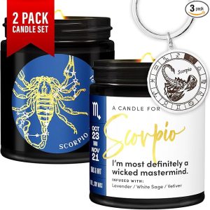 WAX & WIT Scorpio Gifts Women, Scorpio Candle Gifts for Women, Astrology Gift, October November Birthday Gift for Woman, Zodiac Candles, Zodiac Birthday for Her - Scorpio Products for men