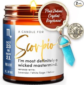 WAX & WIT Scorpio Gifts Women, Scorpio Candle Gifts for Women, Astrology Gift, October November Birthday Gift for Woman, Zodiac Candles, Zodiac Birthday for Her Gifting - Scorpio Products for men