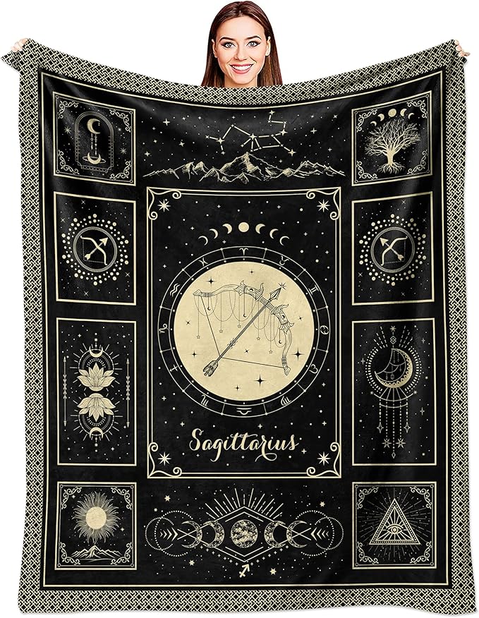 Sagittarius Gifts for Women, Gifts for Sagittarius Women November December Birthday Gift, Sagittariuses Zodiac Constellation Astrology Sign Throw Blanket 60"X50" - Sagittarius Home Decor for men