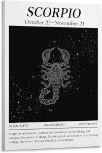 Scorpio Wall Art Poster, Astrology Aesthetic Wall Canvas Poster, Birthday Gift for Friends Canvas Wall Art Prints for Wall Decor Room Decor Bedroom Decor Gifts Posters 12x18inch(30x45cm) Frame-style - Scorpio Canvas for men