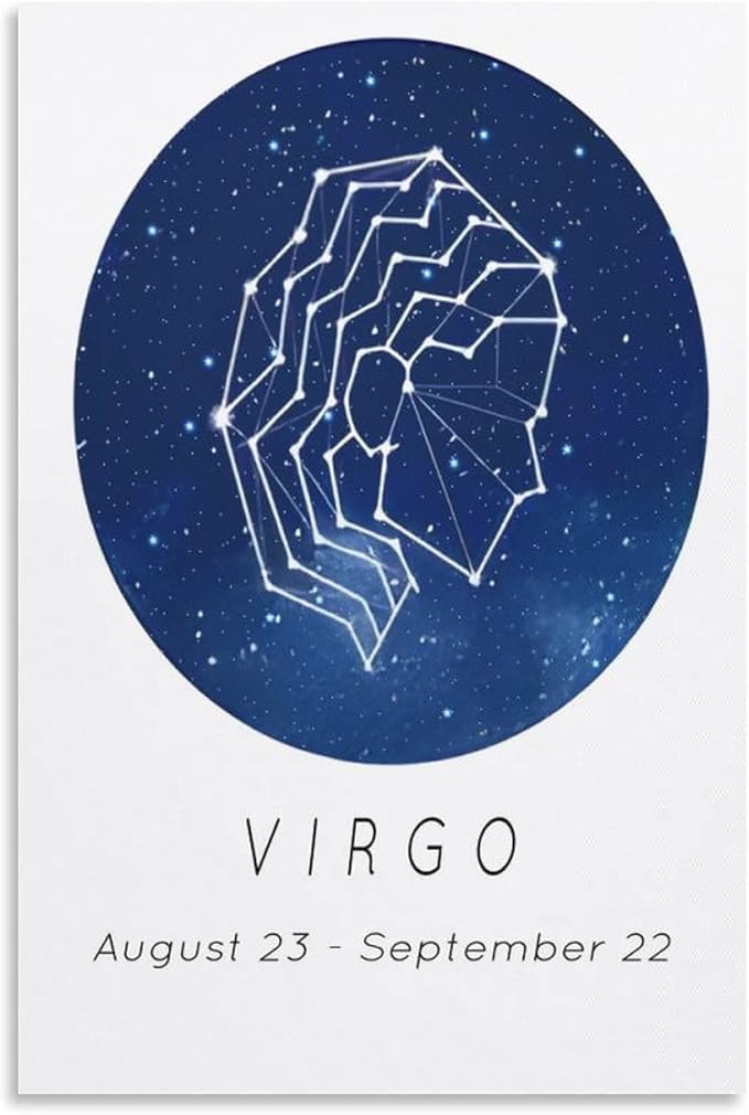 Zodiac Sign Aesthetic Wall Art Poster, Virgo Wall Canvas Poster, Birthday Gift for Friends Wall Art Paintings Canvas Wall Decor Home Decor Living Room Decor Aesthetic Prints 08x12inch(20x30cm) Unfram - Virgo Poster for men