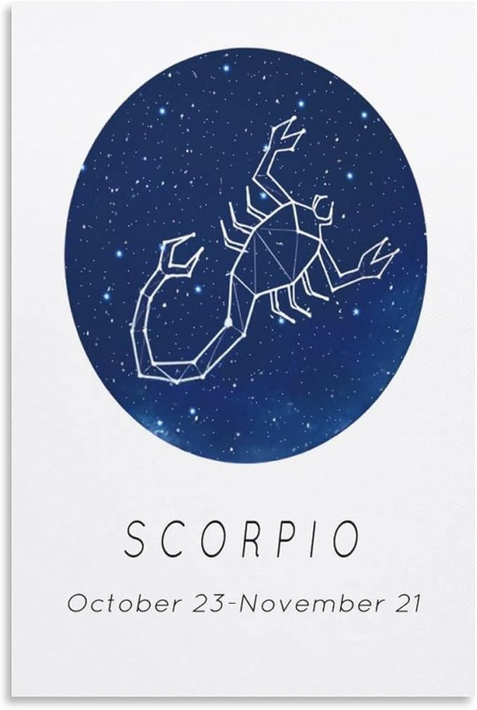 Zodiac Sign Aesthetic Wall Art Poster, Scorpio Wall Canvas Poster, Birthday Gift for Friends Wall Art Paintings Canvas Wall Decor Home Decor Living Room Decor Aesthetic Prints 12x18inch(30x45cm) Unfr - Scorpio Canvas for men