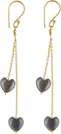 Golden Obsidian Heart Drop Earring Dual, Birthstone Crystal, Gift for Women Stone Weight Approx 5 To 10 Carat Stone Size Approx 10 mm - Aries Earrings for men