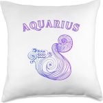 Horoscope Zodiac Signs Printed Designs Aquarius Personality Astrology Zodiac Sign Horoscope Design Throw Pillow, 18x18, Multicolor - Aquarius Pillow for men