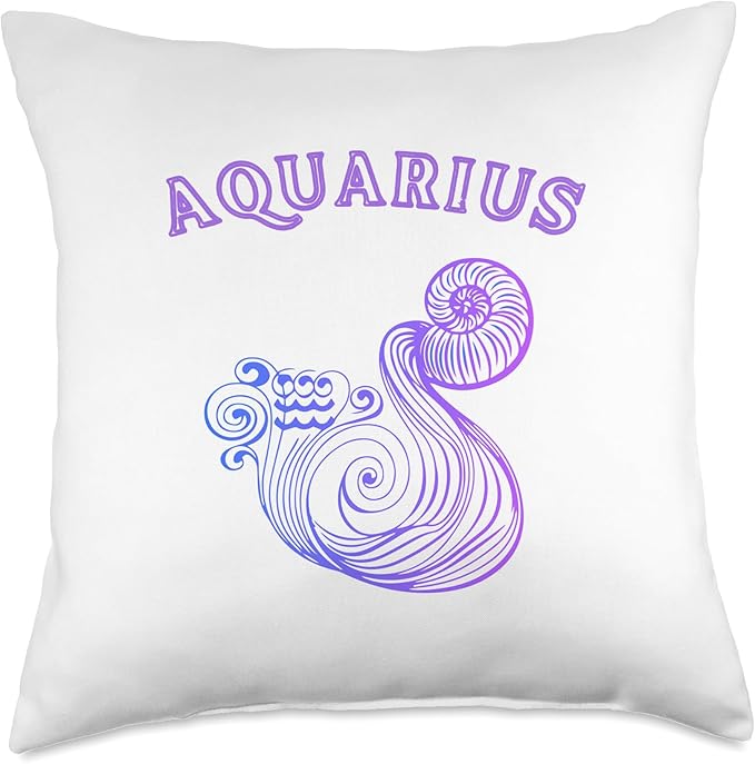 Horoscope Zodiac Signs Printed Designs Aquarius Personality Astrology Zodiac Sign Horoscope Design Throw Pillow, 18x18, Multicolor - Aquarius Pillow for men