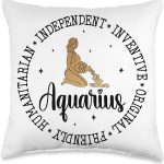 Aquarius Facts Aquarius Zodiac Sign Aquarius Horoscope Throw Pillow - Aquarius Pillow for men