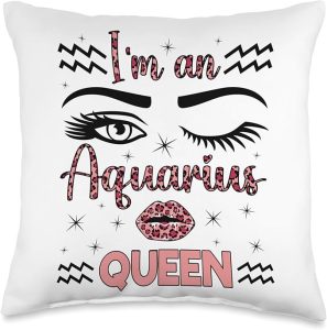 Aquarius Astrology Aquarius Birthday Queen Zodiac Sign Aquarius Throw Pillow, 16x16, Multicolor - Aquarius Pillow for men