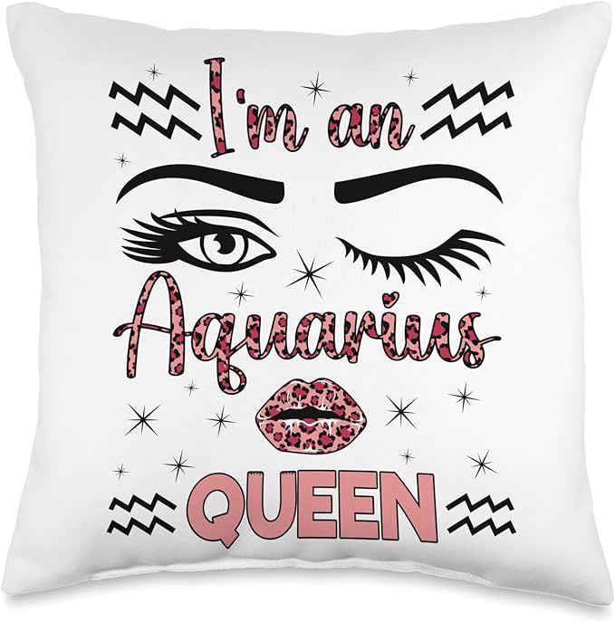 Aquarius Astrology Aquarius Birthday Queen Zodiac Sign Aquarius Throw Pillow, 16x16, Multicolor - Aquarius Pillow for men