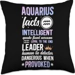 Aquarius Birthday Aquarius Astrology Facts Zodiac Sign Aquarius Horoscope Throw Pillow, 18x18, Multicolor - Aquarius Pillow for men