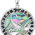 12 Constellation Necklace Zodiac Coin Pendant Necklace Round Abalone Shell 12 Constellation Jewelry Birthday Gift for Women Men - Scorpio Accessories for men