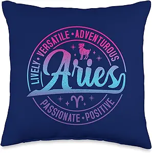 Astrology Sign for Astrological Birthday Followers Astrology Sign Aries (Ram):Birthday March 21–April 19 Throw Pillow, 16x16, Multicolor - Aries Pillow for men