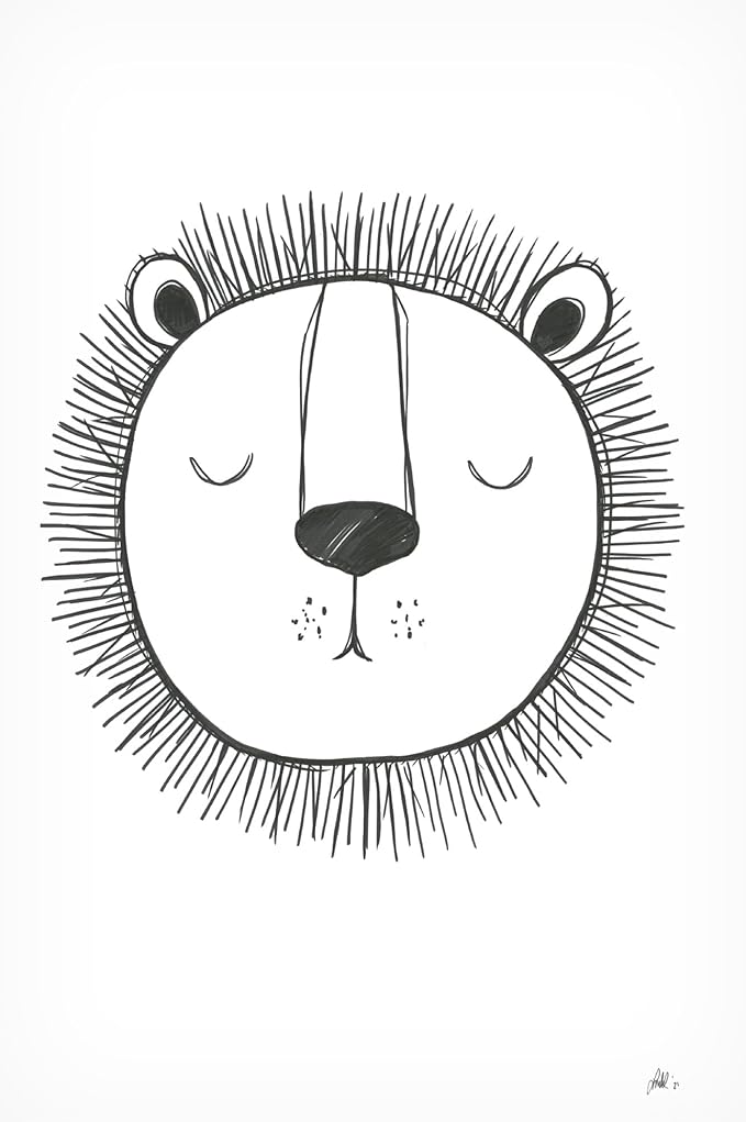 Trademark Fine Art Canvas Wall Art - Lor Muller 'Lion' Wall Art for Living Room, Bedroom, or Office Décor 22 x 32 Inches - Leo Canvas for men