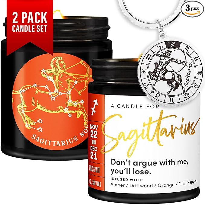 WAX & WIT Sagittarius Gifts for Women, Zodiac Gifts for Women, Astrology Gift for Woman, Zodiac Candles, Sagittarius Candle, November December Birthday Gift for Woman - 9oz - Sagittarius Home Decor for men