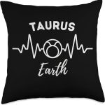 Click Here Zodiac Astrology Sign Horoscope Gifts Taurus Heartbeat Earth Sign Zodiac Astrology Throw Pillow, 18x18, Multicolor - Taurus Pillow for men