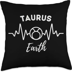 Click Here Zodiac Astrology Sign Horoscope Gifts Taurus Heartbeat Earth Sign Zodiac Astrology Throw Pillow, 18x18, Multicolor - Taurus Pillow for men