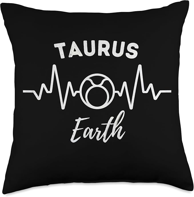Click Here Zodiac Astrology Sign Horoscope Gifts Taurus Heartbeat Earth Sign Zodiac Astrology Throw Pillow, 18x18, Multicolor - Taurus Pillow for men