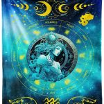 Aquarius Zodiac Blanket, 50" x 40" Flannel Stars Astrology Themed Stuffed Vibrant Throw, Soft Nap Throw Blanket for Home Boys Girls Women Horoscope Lovers Gifts - Aquarius Pillow for men