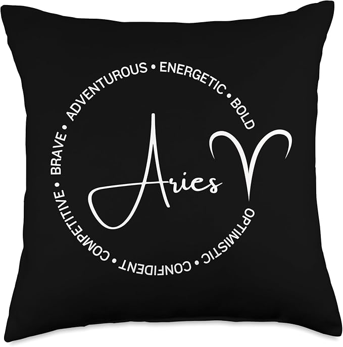 Aries Zodiac Fire Sign Astrology Personality Circle Throw Pillow - Aries Pillow for men