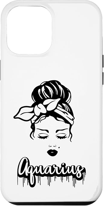 Aquarius Zodiac Sign Messy Hair Girl Retro Vintage Birthday Case for iPhone 12 Pro Max - Aquarius Phone Case for men